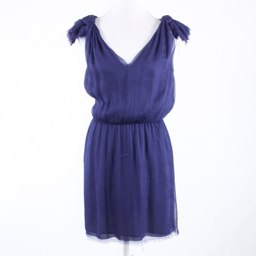 Calypso navy blue sheer overlay dress S